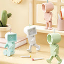 Axyaa Astronaut Mini Square Robot Night Light LED with Battery, Wooden Decor & Ambient Light