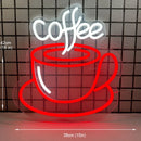 Axyaa 15" Coffee Neon Light Sign - Transparent Acrylic Cup Art for Bar Business