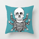 Axyaa Black Grey Skull Face Pillowcase for Halloween Living Room Decor
