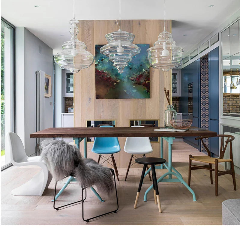 Axyaa Glass Chandelier: Modern Art Dining Room & Living Room Lighting