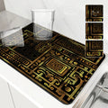 Axyaa Non-slip Dish Drying Mat: Heat Resistant, Absorbent, Ethnic Lines Design