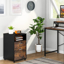 Axyaa Wood File Cabinet with Lock, 2 Drawers, Storage Shelf, Printer Stand & Wheels