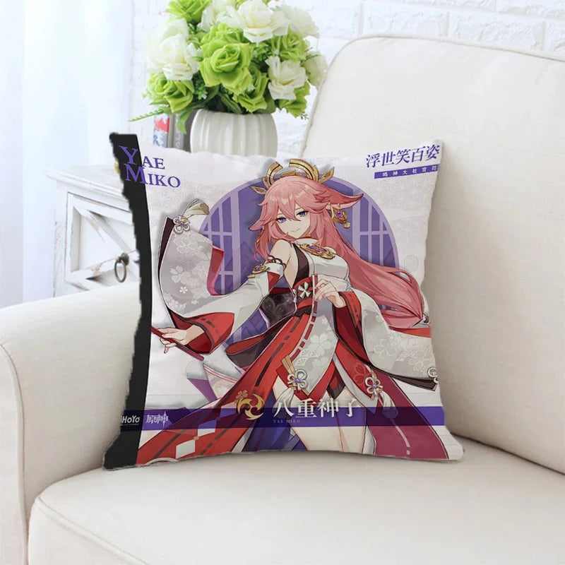 Axyaa Anime Pillow Cover 45x45, Decorative Cushion for Sofa, Bed, Home Decor