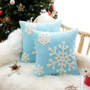 Axyaa Christmas Snowflake Plush Pillow Cover Embroidered Cotton Cushion 1PC