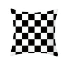 Axyaa Black & White Plaid Wave Stripe Checkerboard Print Throw Pillow Case