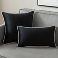 Axyaa Black White Velvet Pillow Covers Modern Home Decor Accent Sofa Bed