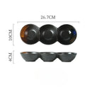 Axyaa Ceramic Triple Grid Sauce Bowl for Hot Pot Sushi Barbecue Seasoning