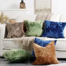 Axyaa Ice Plush Pillow Cover in Soft Cozy Blue Gold Green Pink Brown Solid Decoration