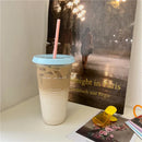 Axyaa Kawaii Bowknot Tumbler: Portable Cute Plastic Cup with Straw for Drinks