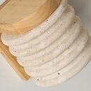 Axyaa LED Pull Chain Wall Light in Yellow Travertine Wood Finish