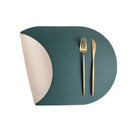 Axyaa Oval Green Faux Leather Placemat Set for Kitchen Dining & Coffee Table