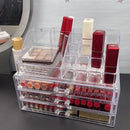Axyaa Clear Makeup Organizer Set | Large Capacity Cosmetic Storage Drawer Box