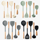 Axyaa Silicone Utensils Set with Wooden Handle, Non-stick Spatula Cookware Kit