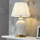 Axyaa Modern High Temp White Ceramic Table Lamp for Living Room & Bedroom