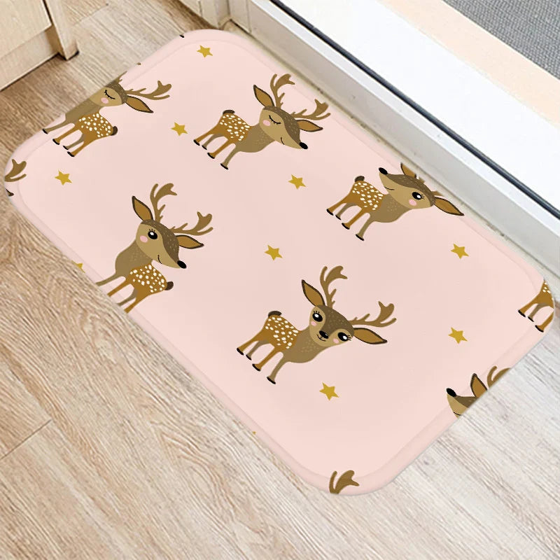 Axyaa Santa Elk Welcome Mat for Home, Kitchen, Bathroom Floor Decor