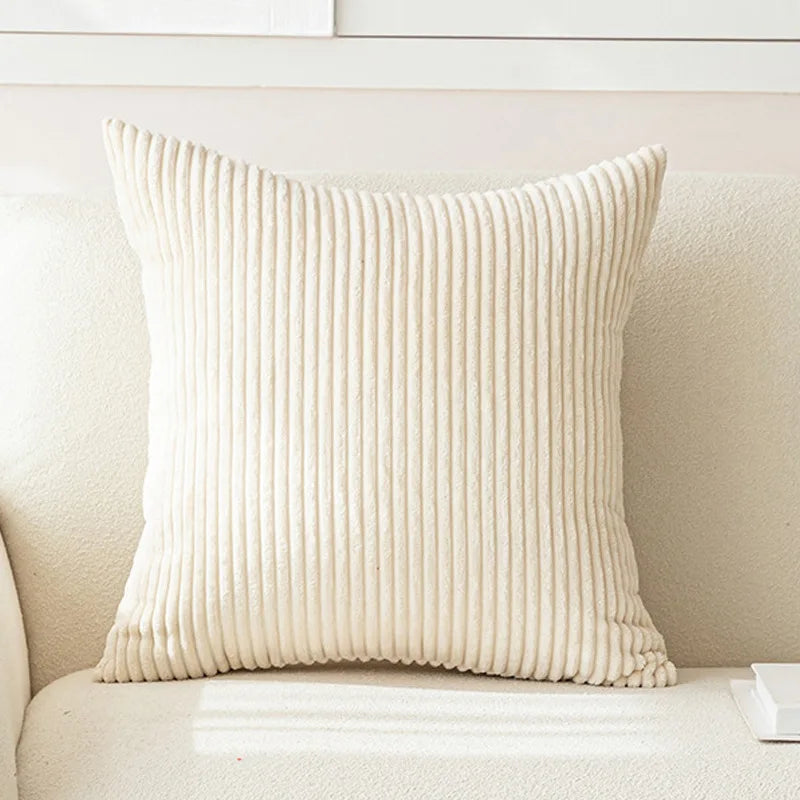 Axyaa White Velvet & Corduroy Cushion Covers for Stylish Home Decor
