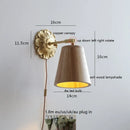 Axyaa LED Wall Sconce Light Switch Walnut Ash Wood Copper Arm Bedroom Living Room
