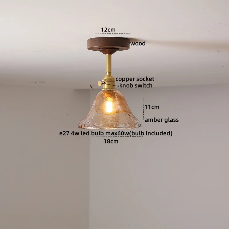 Axyaa Green Glass LED Ceiling Lights for Modern Indoor Lighting