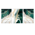 Marble Green Gold Allah Name Arabic Calligraphy Canvas Print by Axyaa