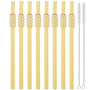 Axyaa High Borosilicate Glass Tomatoes on Sticks Straw Set with Brush