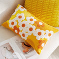 Axyaa Floral Embroidered Pillowcase - Green Yellow Cotton Cushion Cover