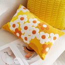 Axyaa Floral Embroidered Pillowcase - Green Yellow Cotton Cushion Cover