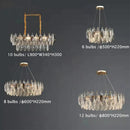 Axyaa Smoky Gray Crystal Round Chandelier LED Light Fixture for Modern Luxury Living Room