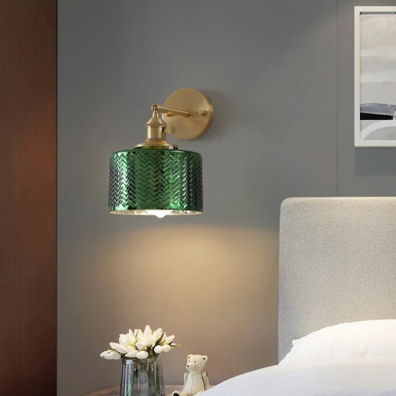 Axyaa Green Glass LED Wall Lamps | Modern Applique Murale for Home Decor