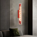 LED Clear Glass Red Metal Wall Sconce 3000K by Axyaa