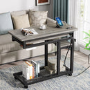 Axyaa Portable Laptop Table with Power Outlet & Adjustable Height on Wheels