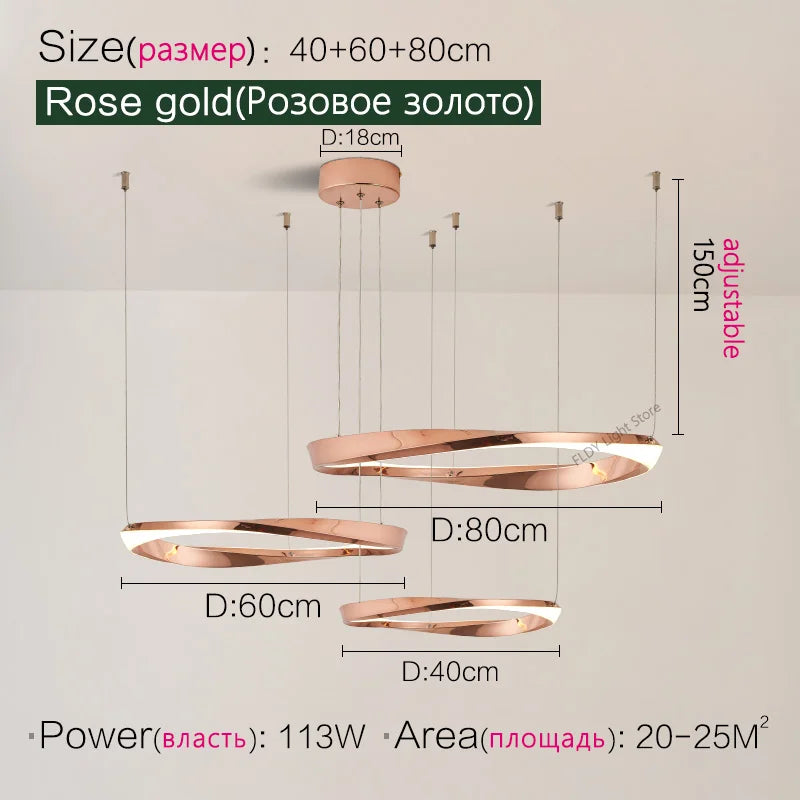 Axyaa Nordic Pendant Chandelier Ring Lamp for Modern Dining Room and Bedroom