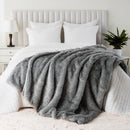 Axyaa Faux Fur King Size Throw Blanket Soft Plaid Luxury Decorative Warm Fluffy Bed Sofa
