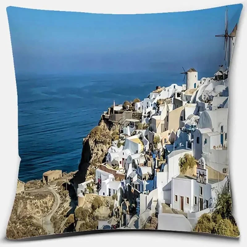 Axyaa Santorini Series Pattern Pillowcase Square Cushion Cover Home Sofa Decor