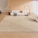 Axyaa Luxury Cream Checkerboard Carpet for Large Living Room Area