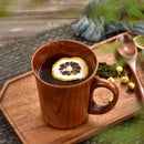 Axyaa Wooden Beer Mug with Handle - High Temp Resistant Tea Coffee Cup