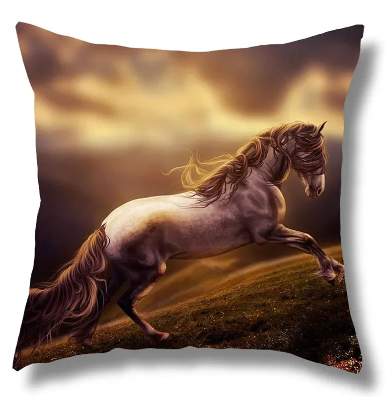 Fine Horse Print Cushion Cover for Home Decor by Axyaa