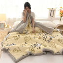 Axyaa Bear Printed Coral Fleece Winter Blanket - Double-layer Milk Velvet