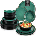 Axyaa 18/36 Piece Green Reactive Glaze Stoneware Dinnerware Set
