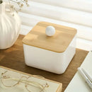 Axyaa 4-Grid Qtip Holder Dispenser Cotton Swab Balls Box Flossers Case Storage