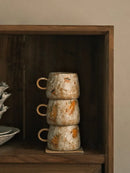 Axya Retro Ceramic Coffee Mugs Set, Handmade Family Drinkware, High Quality Decor