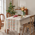 Axyaa Holiday Party Tablecloth Santa Claus Flower Print for New Year Christmas Décor