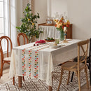 Axyaa Holiday Party Tablecloth Santa Claus Flower Print for New Year Christmas Décor