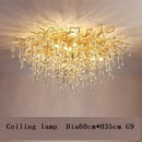Axyaa Luxury Crystal Chandelier with Golden Base & Water Drop Decorations