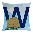Axyaa Blue Letter Animal Print Pillowcase - Super Soft Peach Skin - Fashion Cushion Cover