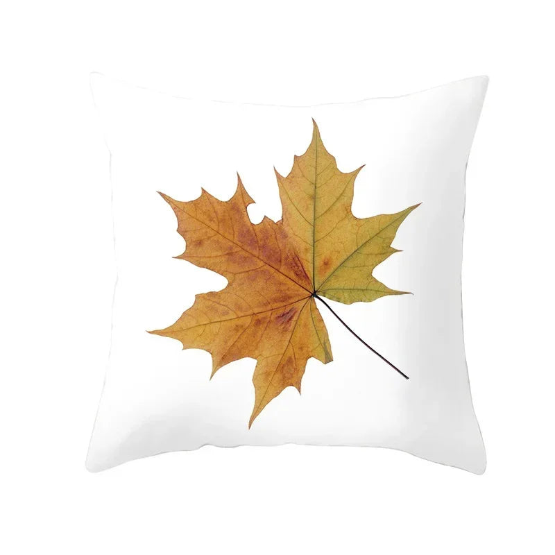 Axyaa Autumn Maple Leaves Pillow Cases with Fresh Print Flower Plant Custom Polyester Cover