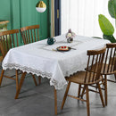 Axyaa Luxury Embroidered White Table Cloth for Elegant Dining Tables