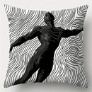 Axyaa Striped Black Cat Sofa Cushion Covers, 4pcs, 17.7x17.7 Inches, Home Decor