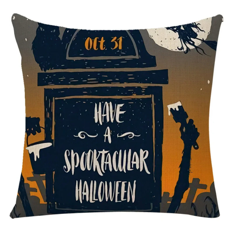 Axyaa Halloween Spider Pillowcase Black Castle Owl Thanksgiving Square Cushion Cover