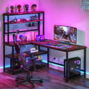 Axyaa 55" Computer Desk with Wireless Charging and 5 Storage Shelves, Study Table Workstation