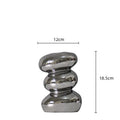 Axyaa Silver Pebble Ceramic Vase Geometric Floral Arrangement Terrarium Accessory